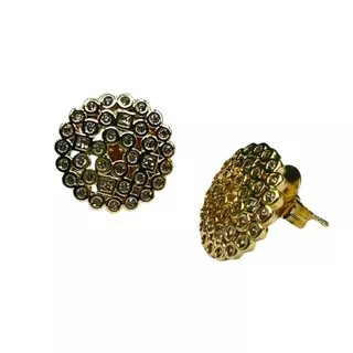Brinco semijoia Redondo Cravejado Zirconia Banhado a Ouro