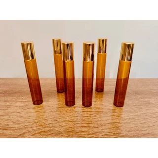 50 FRASCOS ROLLON 10ML VIDRO FINO TAMPA DOURADA