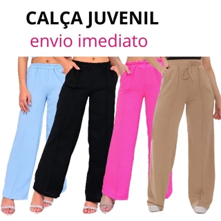 CALÇA PANTALONA JUVENIL com bolso elástico moda blogueirinha inverno 2024