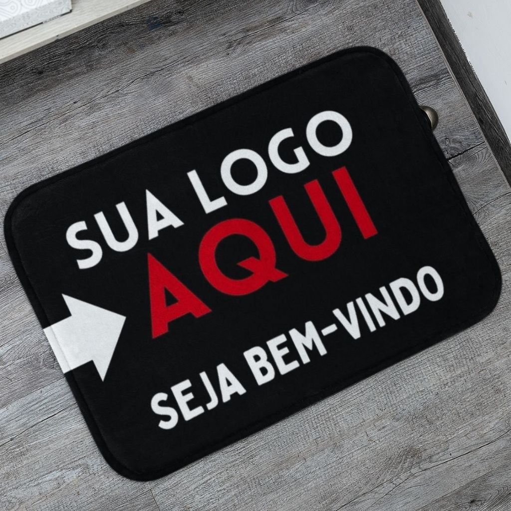Tapete Porta de Entrada 40x60 e 70x30 com Sua Logo Aqui Seja Bem-Vindo Antiderrapante
