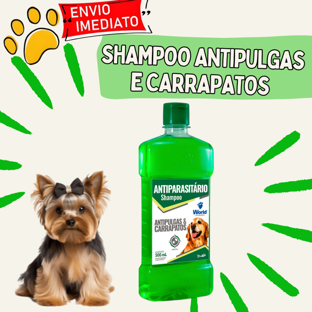 Shampoo antipulgas e carrapatos dugs, world. 500ml. | Shopee Brasil