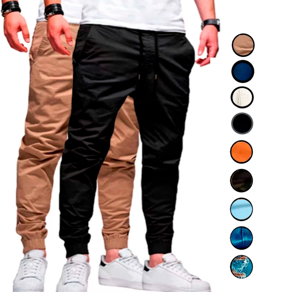 Calças Jogger Masculina Jeans Sarja Com Punho Elastico Qualidade Premium moda homem Estiloso