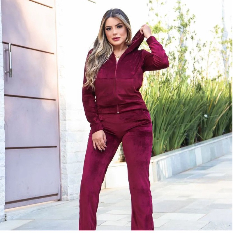 Shopee Conjunto Moletom Veludo Feminino Conjunto Moletom Flanelado - Main Image