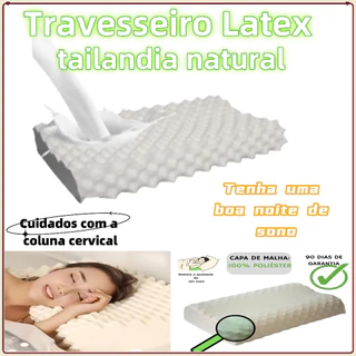 Travesseiro Látex tailândia natural importada para coluna cervical massagem