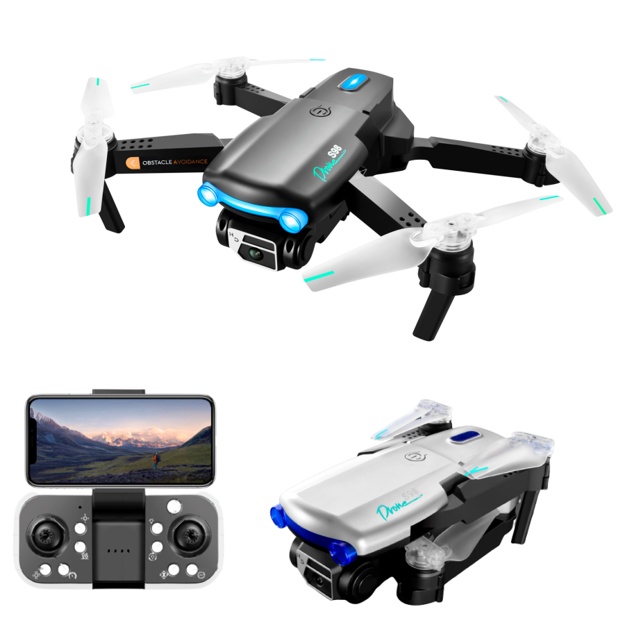 Drone YLRC S98 com Câmera HD Controle Remoto Led Suporte Celular Voo 360° Dobrável