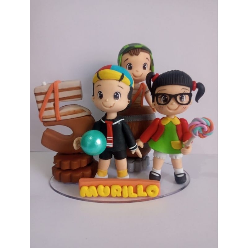 Topo de bolo personalizado - vela temática turma do Chaves