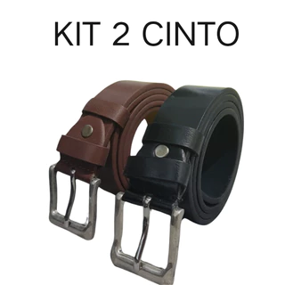 Kit 2 Cintos Tradicional Social Masculino Couro Sintético Moda Social Confortável