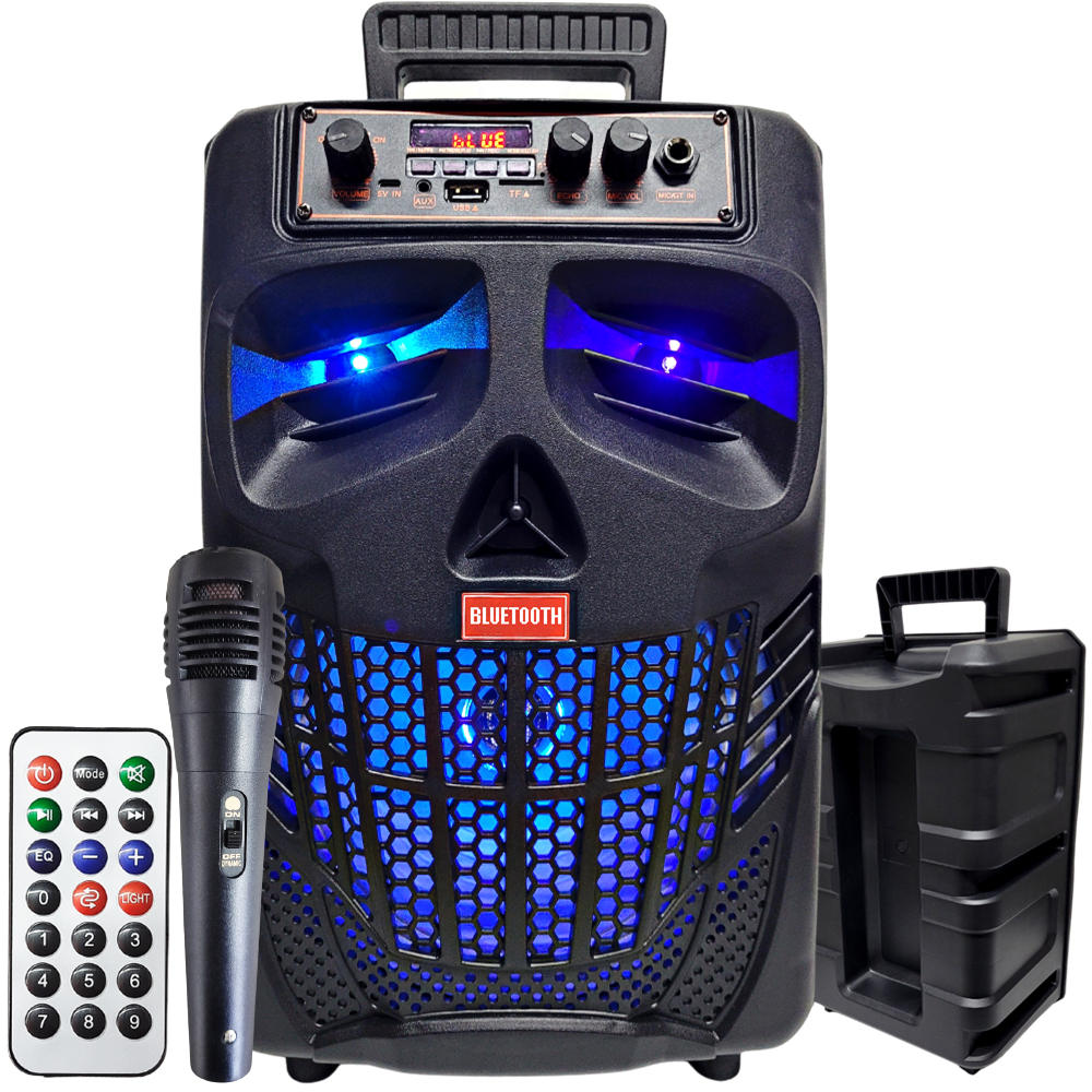 Caixa de Som Mega Potente Bluetooth 1000w pmpo 5v entrada 10 saida Microfone Karaoke