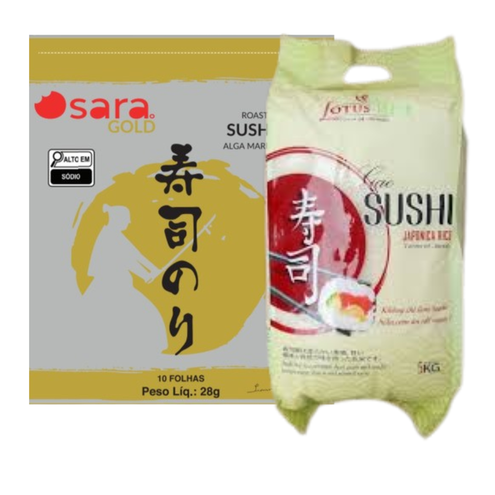 Kit Arroz Grão Curto Lotus Rice Sushi + Alga Nori 10 Folhas | Shopee Brasil