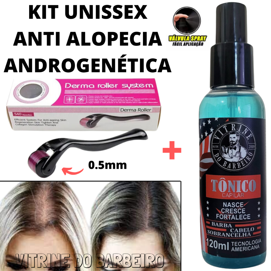 Tônico Capilar + Dermaroller Kit Unissex O Melhor Para Queda De Cabelo ...
