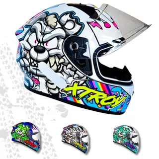 Capacete Fechado Para Moto Ted Com Viseira Resistente A Risco Ebf Xtroy Masculino Feminino Adulto