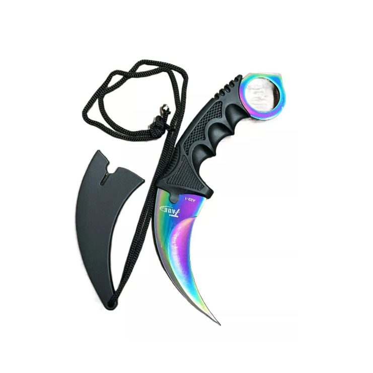 Pesca Campismo Aventura ao ar livre Ferramentas Faca Canivete Curvado Oxidado Com Bainha Modelo Karambit