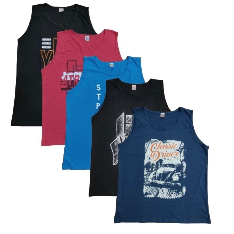 kit 5 camisetas regatas plus size estampada algodão do G1 ao G3