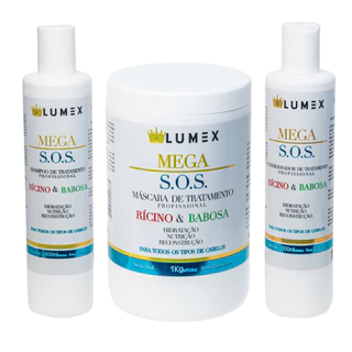 Kit Mega S.O.S Tratamento Shampoo + Condicionador + Máscara de Tratamento Profissional 1kg Lumex