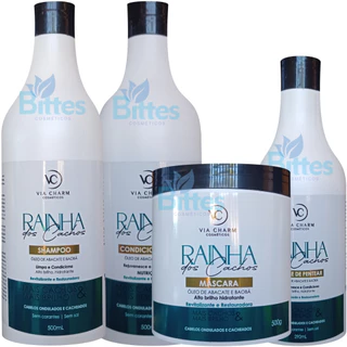 Kit Rainha Dos Cachos Via Charm Restauração Ondulados e Cacheados