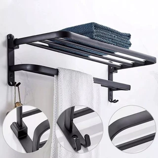 Suporte Para Toalha de Metal Porta Toalha Duplo Com Ganchos