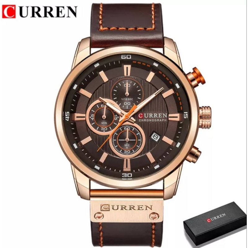 Relógio De Pulso Curren 8291 Masculino Pulseira de Couro Luxo