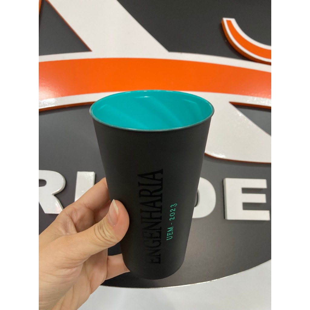 Copo Twister preto fosco personalizado- Interior colorido- Kit c/ 10 unidades