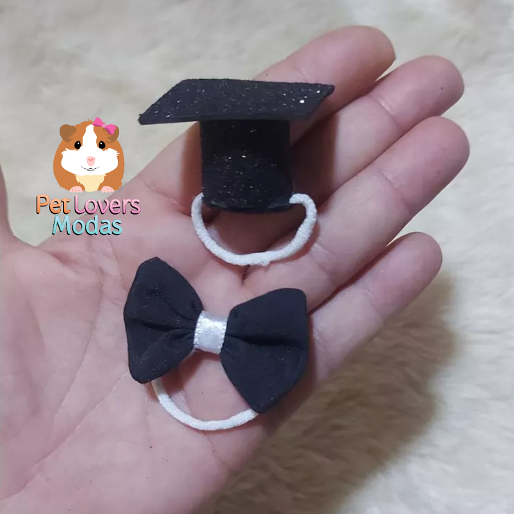 Chapéu pet capelo formatura para rato twister adulto + gravata borboleta