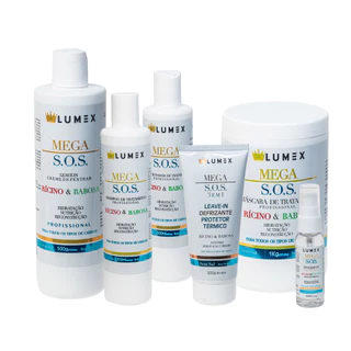 Kit Mega S.O.S Shampoo + Condi + Leave-in + Defri + Finalizador + Máscara de Hidratação 1kg Lumex