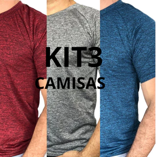 kit 3 Camiseta Dry Fit Masculina Academia