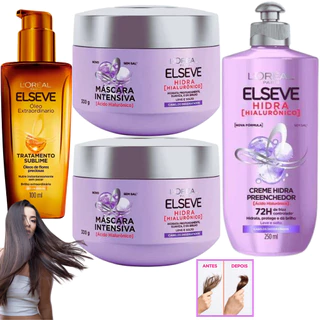 Kit Elseve Hidra Loreal Paris Mascara Tratamento Oleo Extraordinario Hidrataçao Antifrizz Hydra