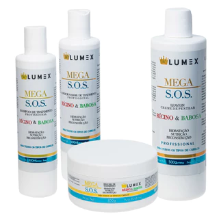 Kit Mega S.O.S Shampoo + Condicionador + Creme de Pentear + Máscara de Hidratação Lumex