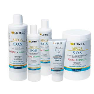 Kit Mega S.O.S Shampoo + Condicionador + Leave-in + Defrizante + Máscara de Hidratação 1kg Lumex