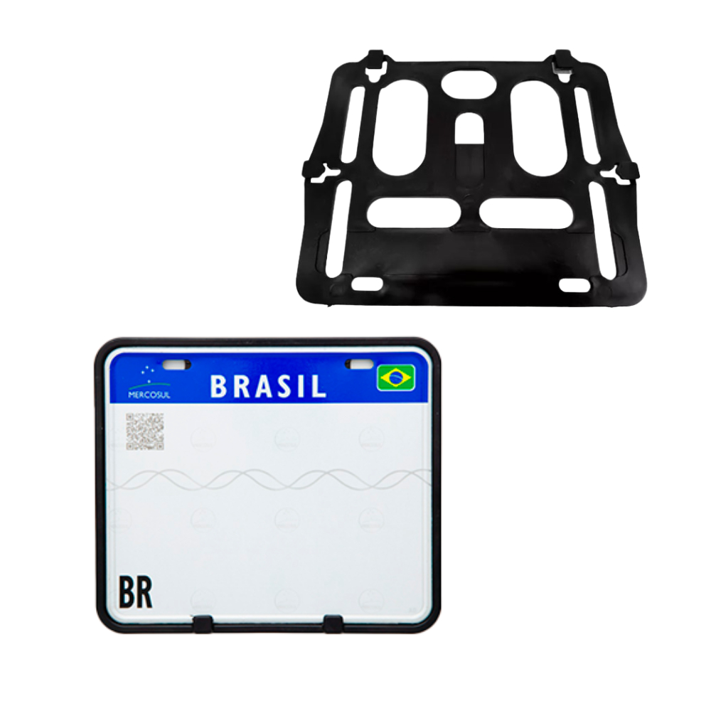 Suporte Moldura Placa Moto Anti Quebra Grande Mercosul 20×17 CM