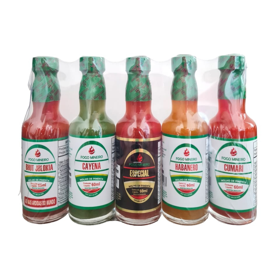 Kit 5 Molhos De Pimenta Fogo Mineiro