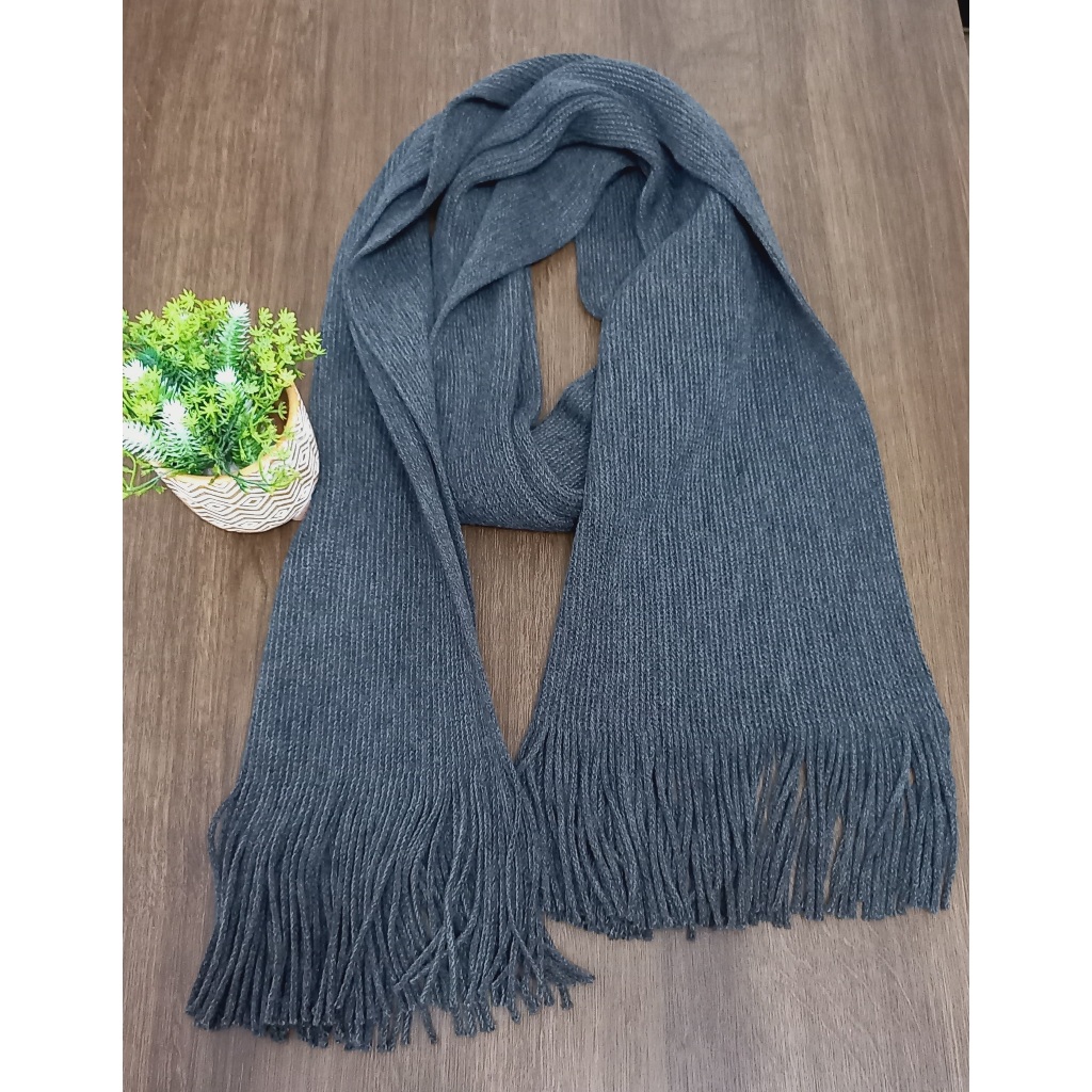 Cachecol Lã Liso com Franjas | Shopee Brasil
