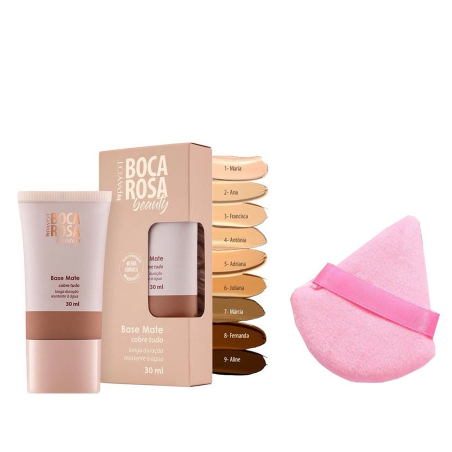 KIT Boca Rosa Base Líquida Matte Perfect By Payot + 1 PC esponjas de ...