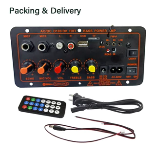 Placa amplificada D100 220v 12v 24v de alta potência bluetooth 5 para 8-15 Polegada 300w RMS