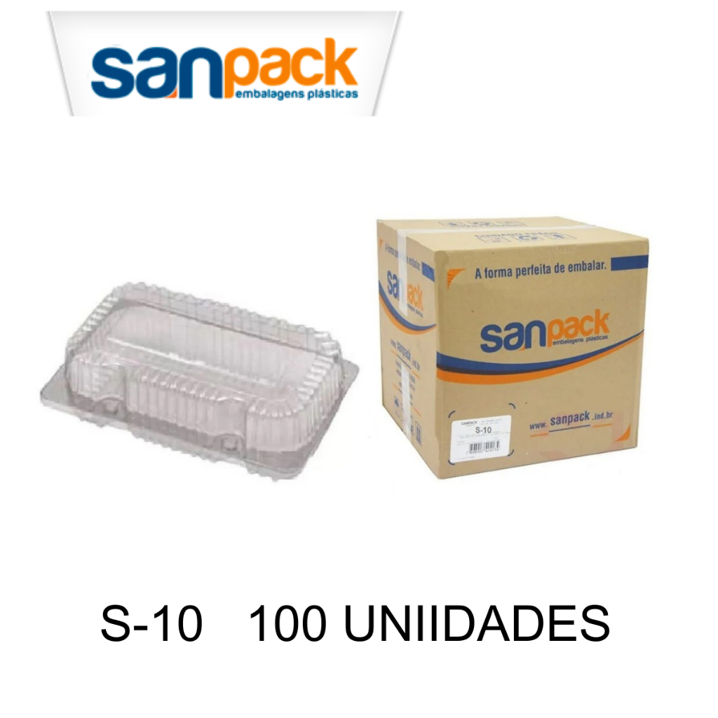 100 Embalagens Retangular com Tampa Sanpack S10 | Shopee Brasil
