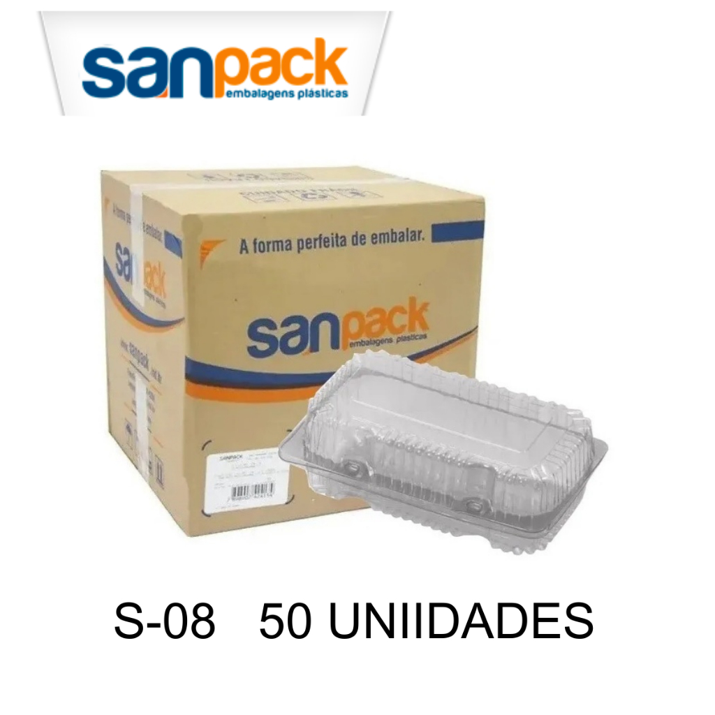 50 Embalagens Retangular com Tampa Sanpack S08 | Shopee Brasil