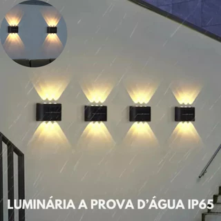 Kit com 3 Arandela solar 6 leds jardim escadas muros piscina decoração