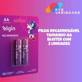 Pilha Recarregável elgin AA 2500 Mah 1,2v Com 2 Un