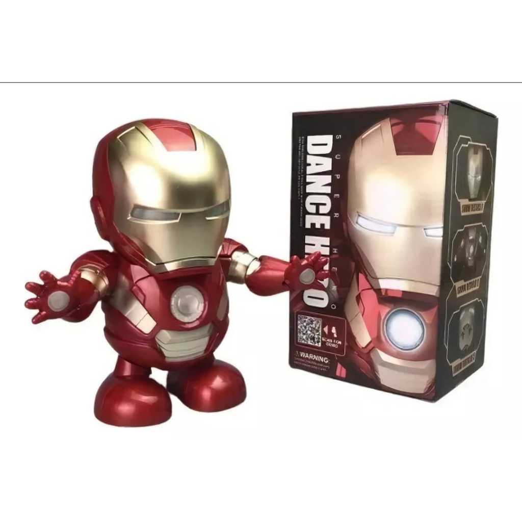 Homem de Ferro Hero Dance Movimentos Eletrônico Musical 20cm