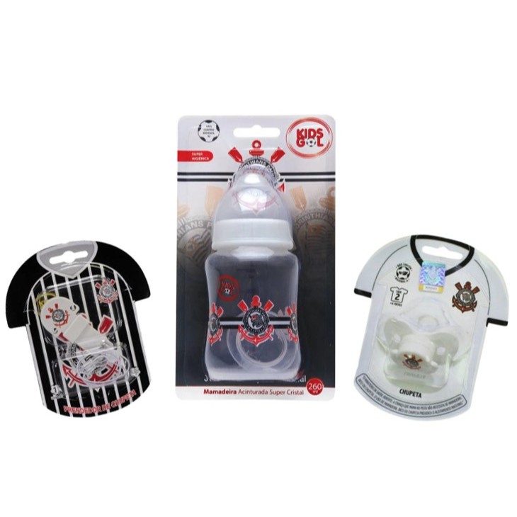Conjunto kit Mamadeira 260ml Chupeta Prendedor do Corinthians Timão ...