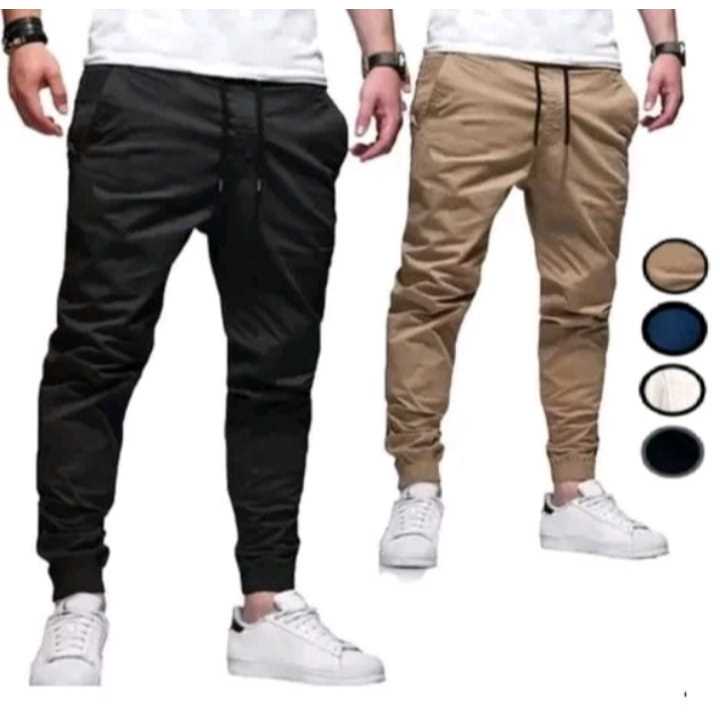 Calça Jogger Masculina Sarja ou jeans 4 bolsos com punho elástico streetwear