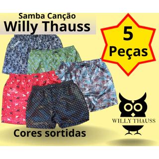 kit 5 Samba Canção ESTAMPAS COLORIDAS (ADULTO) Tecido em Cetim ESTAMPAS COLORIDAS