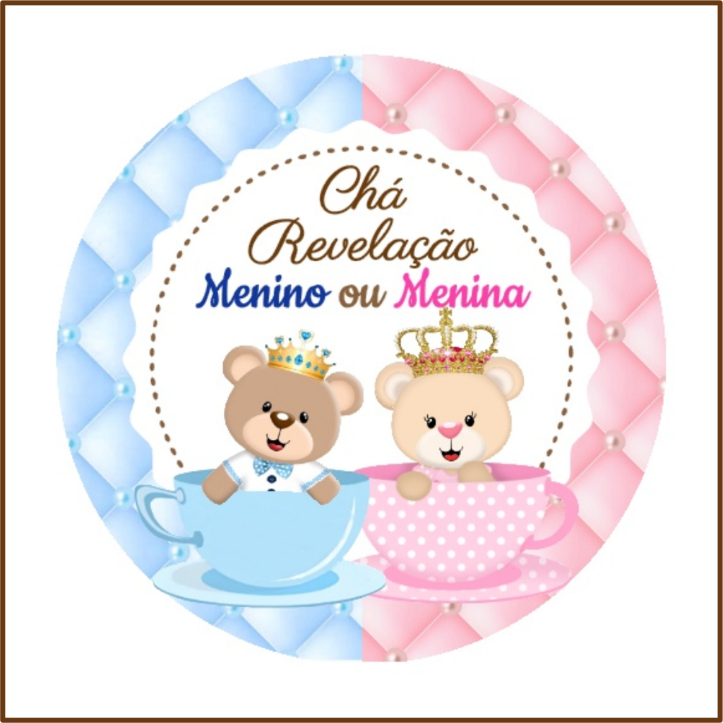 Kit 120 Adesivos selo Chá Revelação Menina ou Menino | Chá de Bebê ...