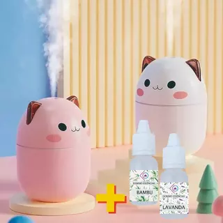 Umidificador de Ar Gatinho FELIZ + 1 ou 2 Essência Concentrada Hidrossolúvel difusor de aroma