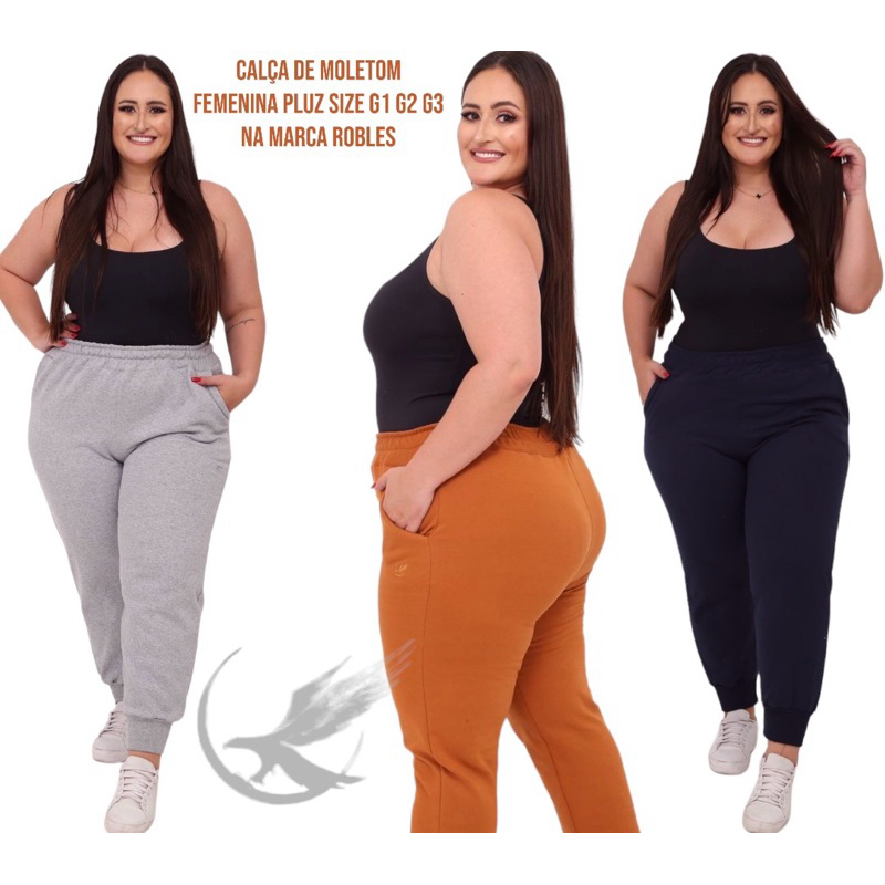 Calça Moletom Femenina pluz size G1 G2 G3 tipo jogger flanelada quentinha