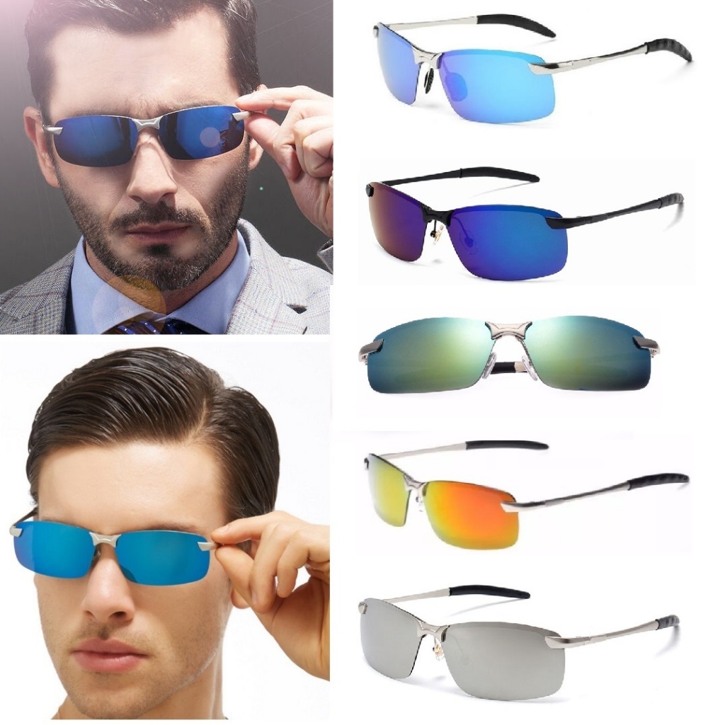 Óculos De Sol Masculino Espelhado Aviador Polarizado Cores | Shopee Brasil