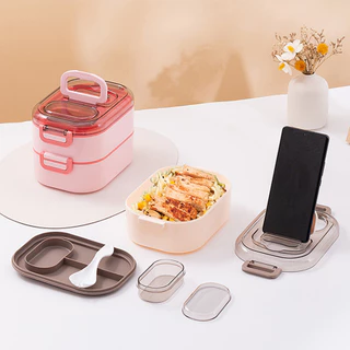 1700ml Pote Marmita Casa Portátil Automática Térmica Box Lancheira Com 2 Compartimentos Divisória