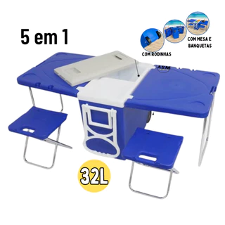 Caixa Termica de 32 Litros Com cadeiras e mesas 5 em 1 multiuso Super Termico Cooler