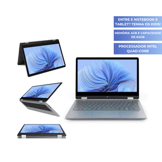 Notebook 2 em 1 Positivo Duo C464C Dual-core 4GB SSD eMMC 64GB Tela 11.6" Conversível Tablet