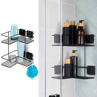 Suporte Porta Shampoo Condicionador Box Banheiro Ventosa Preto Black