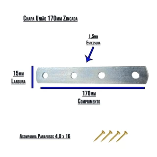 10 X Suporte Chapa União De Aço 175mm Zincada